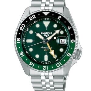Seiko 5 Sports Automatic Silver-Tone with Green Dial GMT Series SSK035 Watch